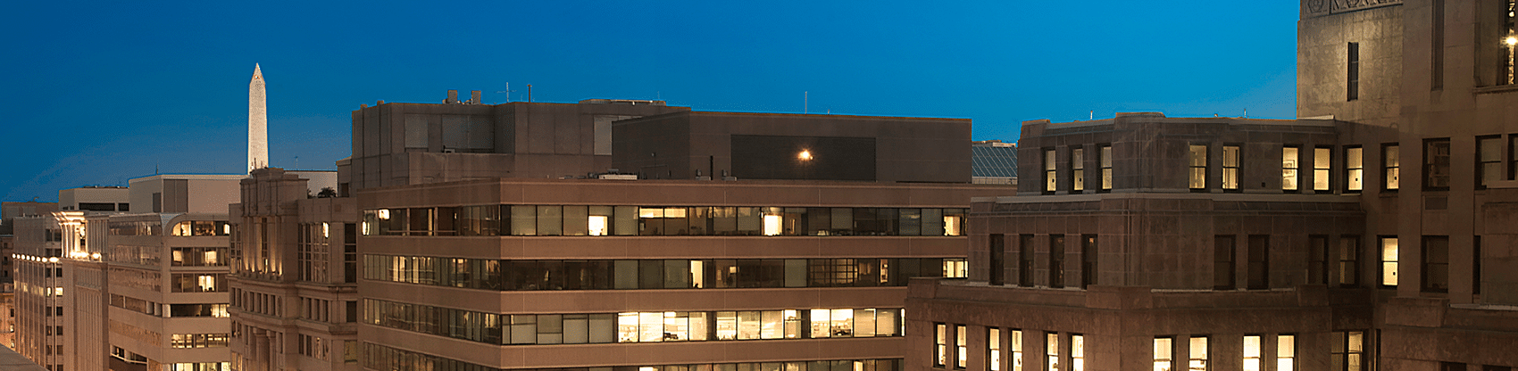 View from Franklin Court Rooftop Terrace at Night